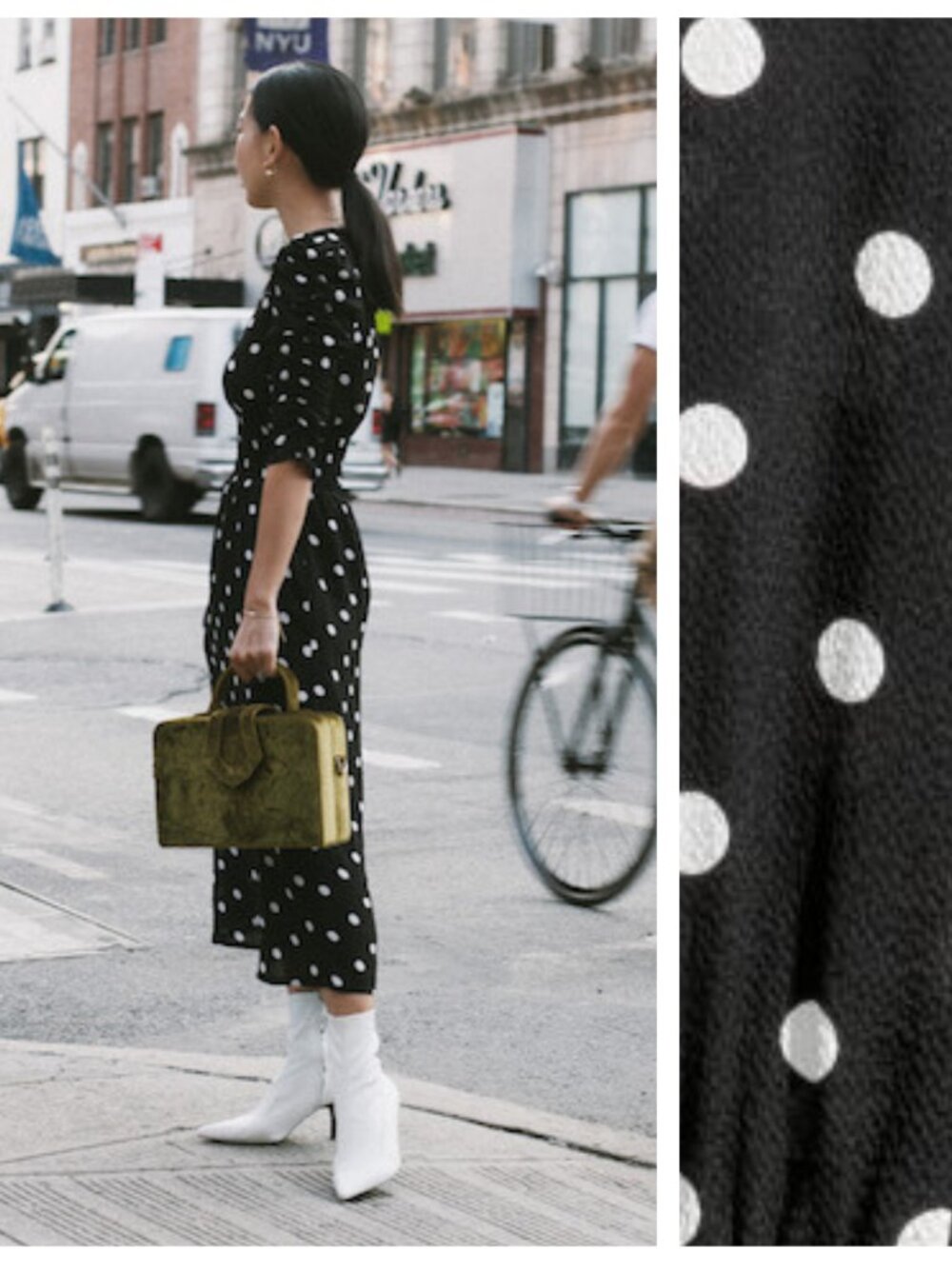H&M Black and White Polka Dot Fall Midi Dress